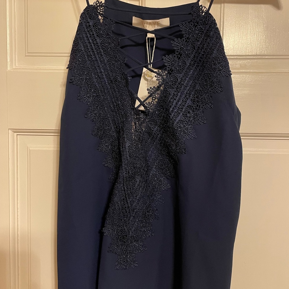 Nordstrom WAYF Navy Dressy Strappy Blouse, Size Small NWT